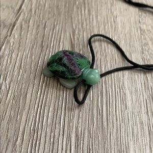 Jade turtle pendant on rope